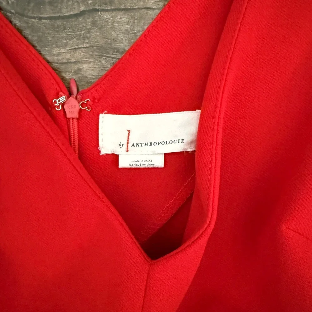 Anthropologie‎ Cathy Tie Waist Structured Jumpsuit, Red,XS - Picture 4 of 12